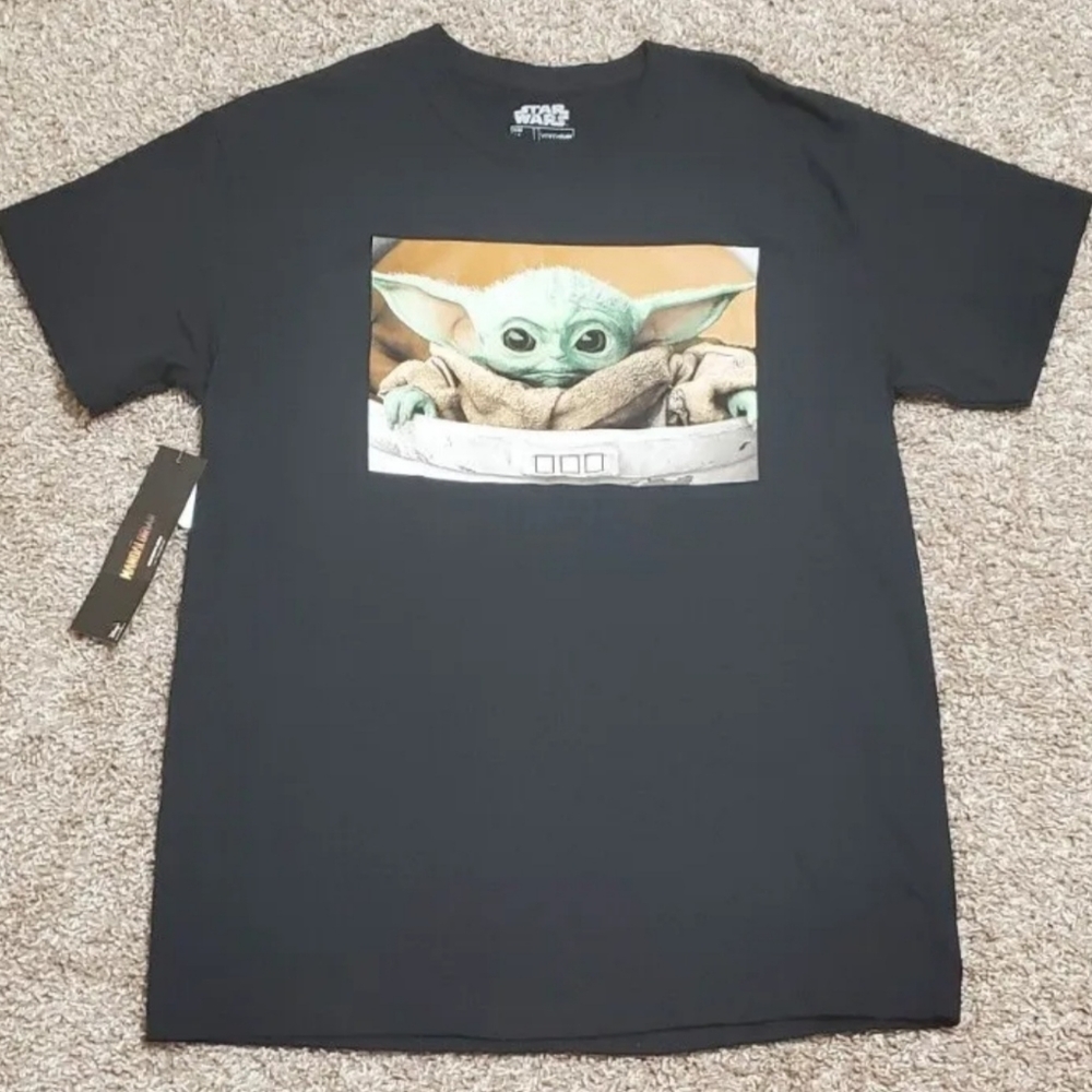 Men's Star Wars Baby Yoda Mandalorian T-Shirt Fifth Sun Size M Black